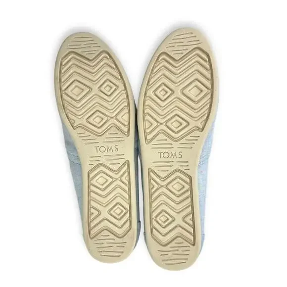 Toms Women's New Alpargata Flats Size 8.5 Light Blue Speckled Linen Slip On - Picture 13 of 15